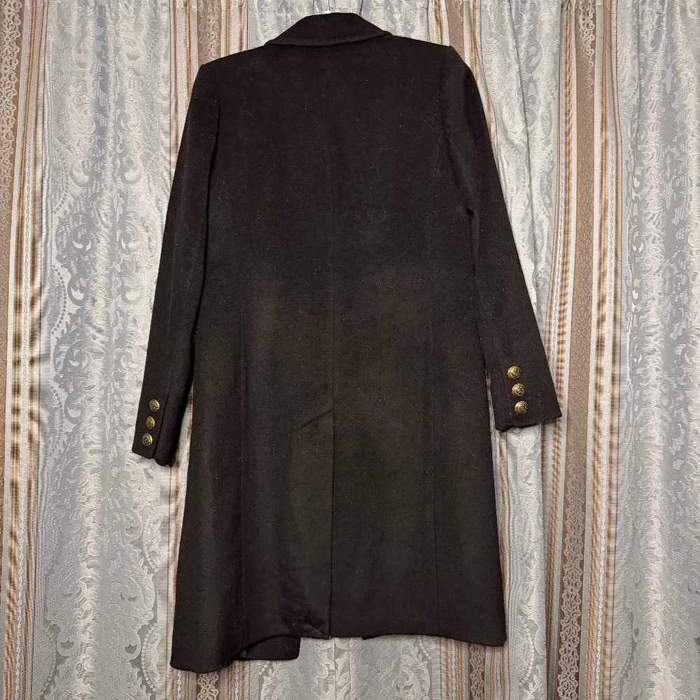 Lauren Ralph Lauren Crest-Patch Wool-Blend Coat in Black - Picture 7 of 7